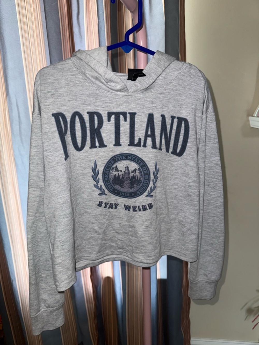art class Light Gray Portland “Stay Weird” Cropped Hoodie - Girls Size S 6/6x